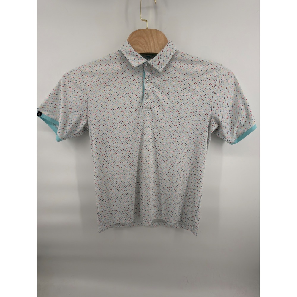 Swannies Men's Geometric Print Performance Golf Polo - Moisture Wicking Athletic